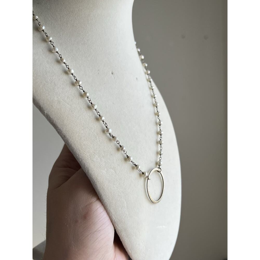 Vintage 1/20 14k Gf Gold Filled Marked Pearl Station Pendant Necklace 18” - Picture 2 of 7